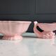 Vintage powder pink earthenware duo. Salins les Bains. 1950s.