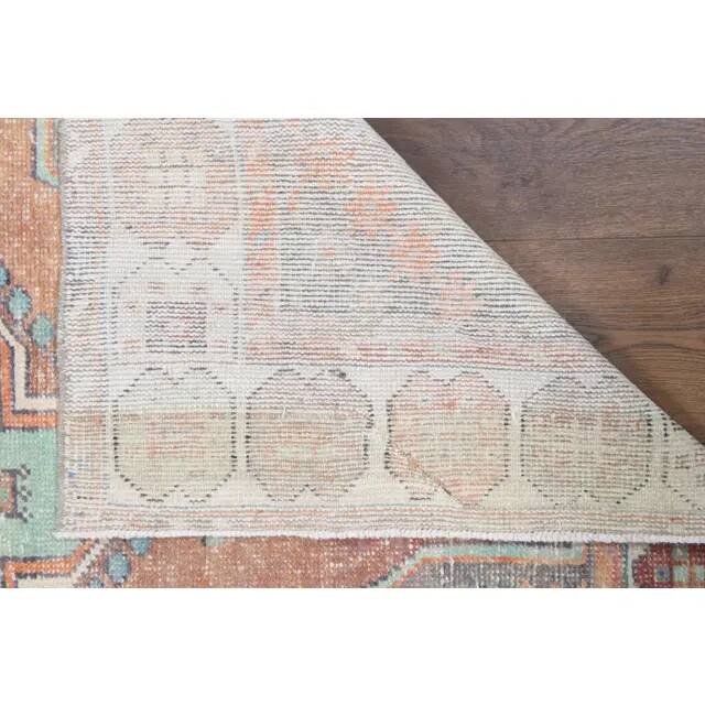 1970s Turkish Oushak Handmade Wool Cotton Orange Area Rug 127x256