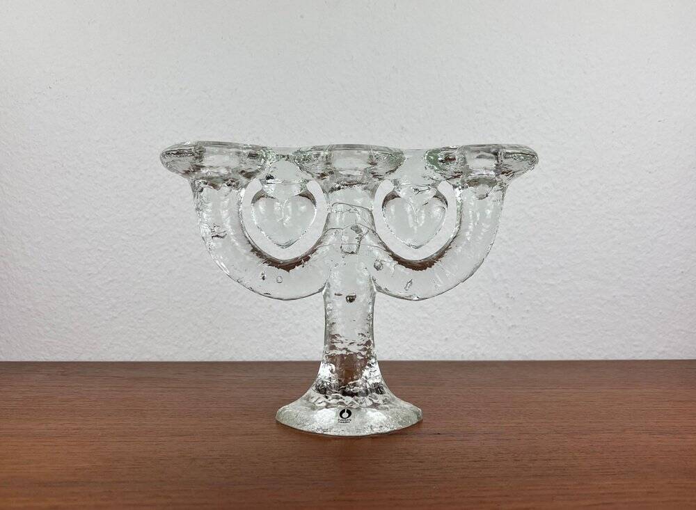 Vintage Swedish glass candlestick from Pukeberg, 1970s