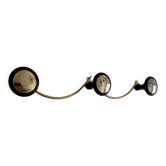 Vintage coat rack 1960s gold or black 3 hooks - 45 x 7 cm