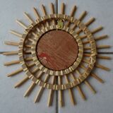 Vintage sun rattan mirror
