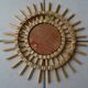 Vintage sun rattan mirror