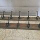 Wooden school coat rack and cast iron coat hooks