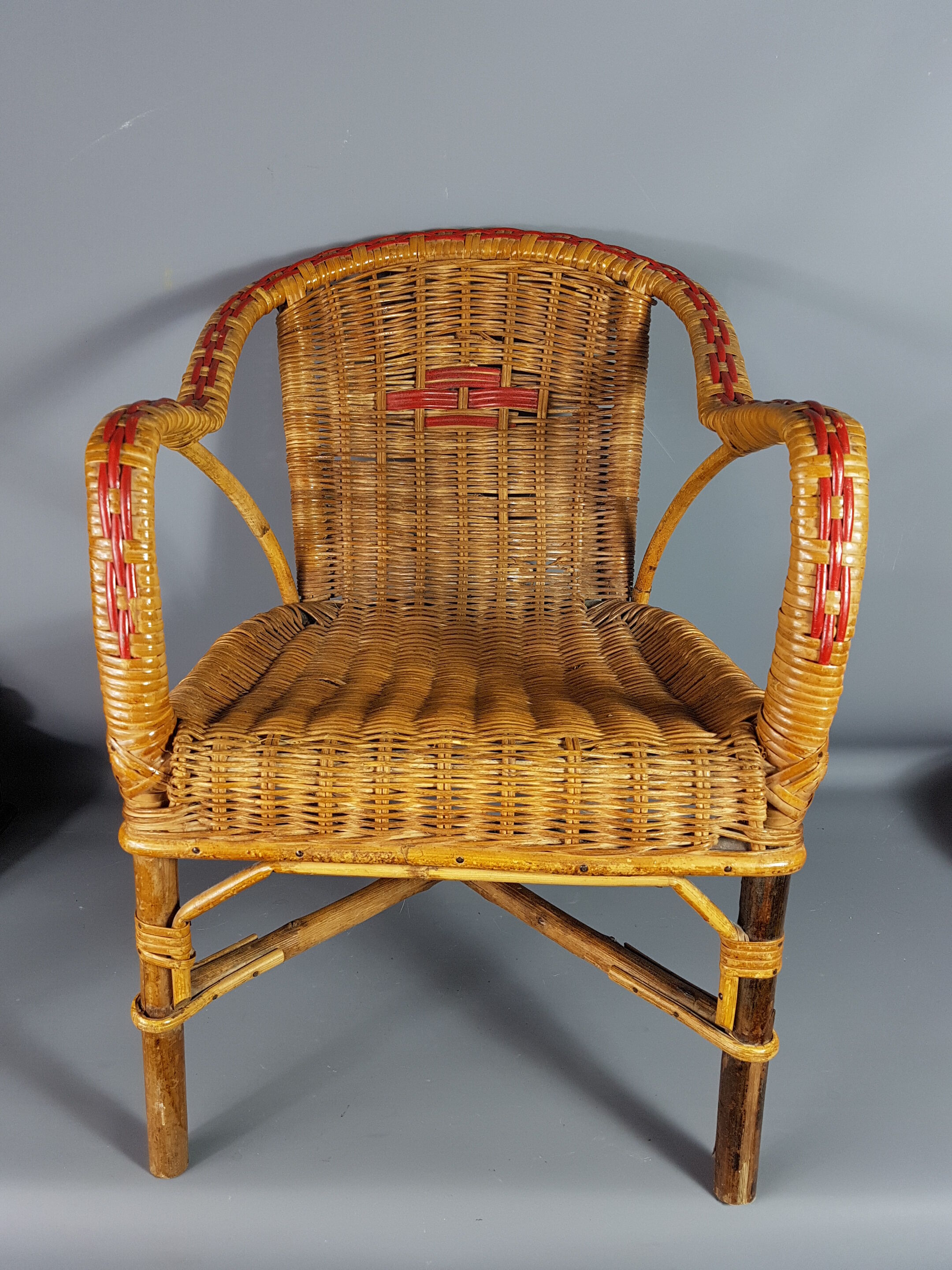 Fauteuil enfant rotin & osier vintage 70s