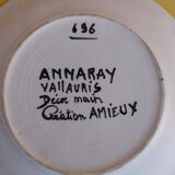 Assiette des frères Amieux par Marius Bessone et AnnaRay- Vallauris vintage - années 50 60