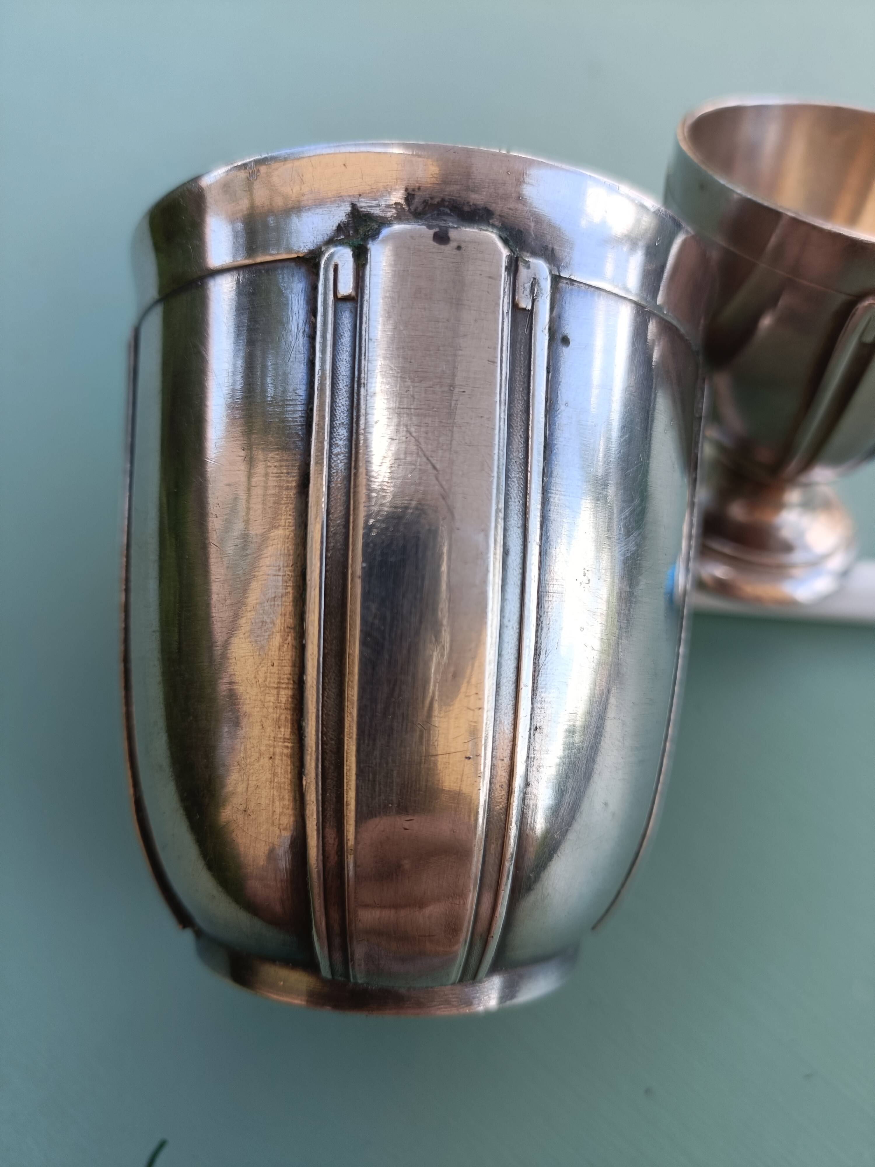 Boulenger silver-plated metal cup and egg cup