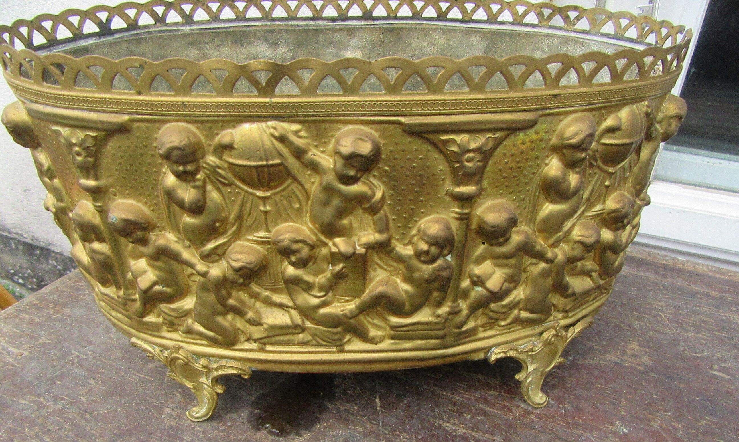 Jardinière laiton avec son bac en zinc