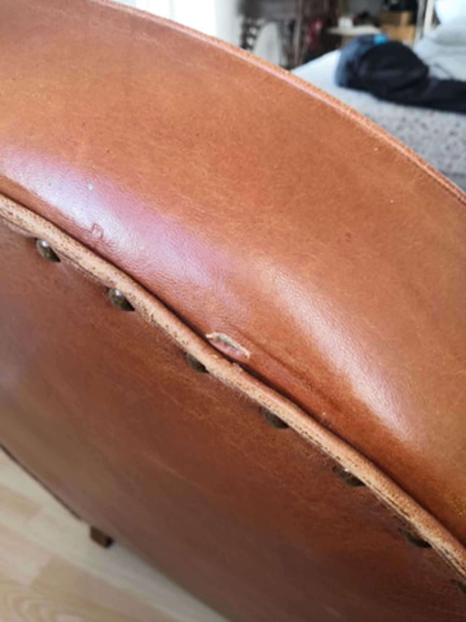 Tawny vintage leather club chair