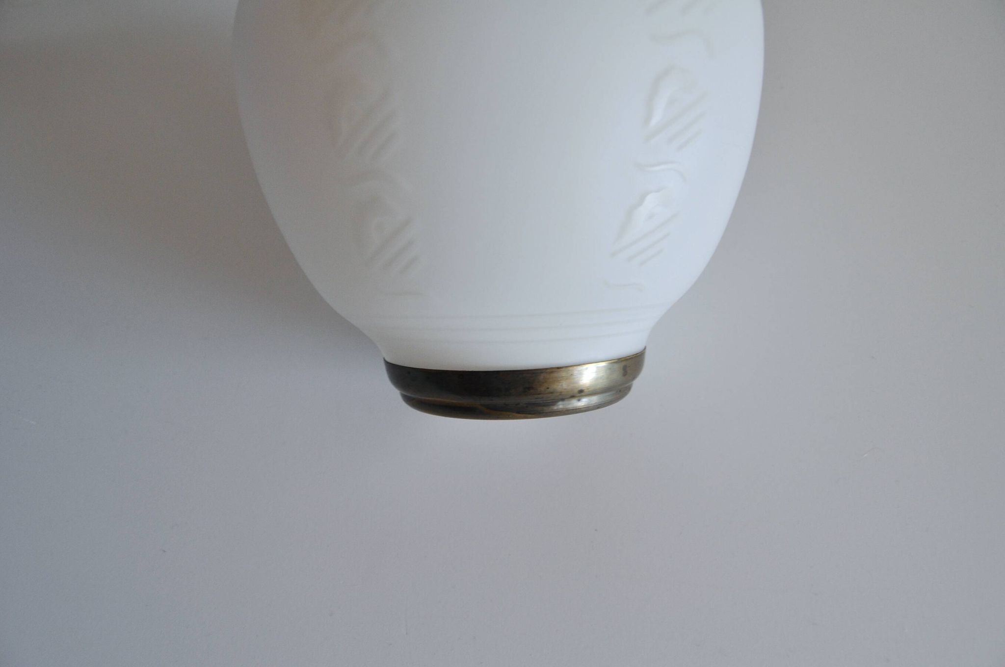 Scandinavian Art Deco Opaline Glass Pendant Lamp, 1930-40s