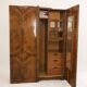Art Deco wardrobe from the 1930s with walnut burl veneer, 4 doors and storage.