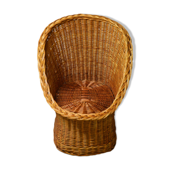 Fauteuil en rotin, années 60-70