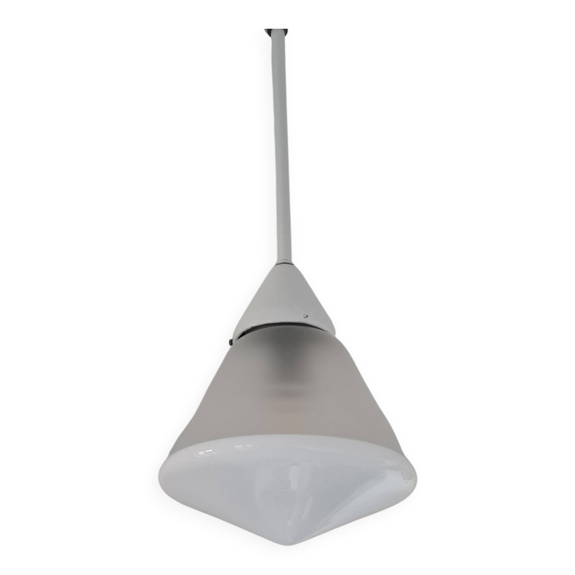 Conical opal glass ceiling lamp by Phillips, Netherlands 1920s