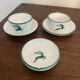 Set of 2 espresso coffee cups and their cups Green Deer Pattern Gmundner Keramik