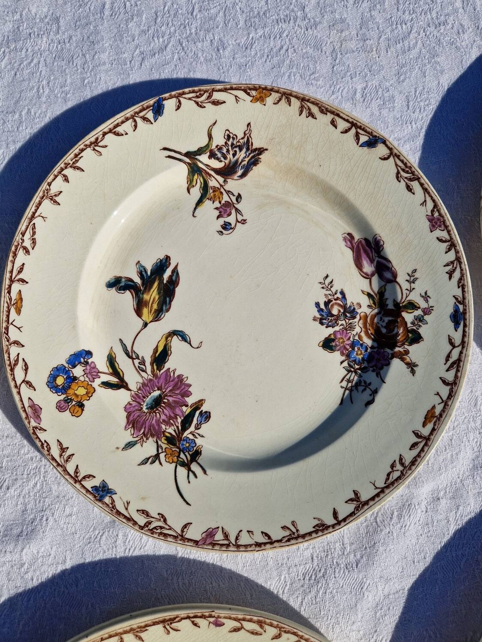 Clairefontaine earthenware plate and fruit bowl set, Saxe model