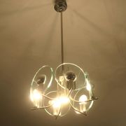 Silver plated chandelier with six crystal glass discs, Italy 1960s