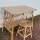 Bureau en rotin avec tabouret vintage- 1950s