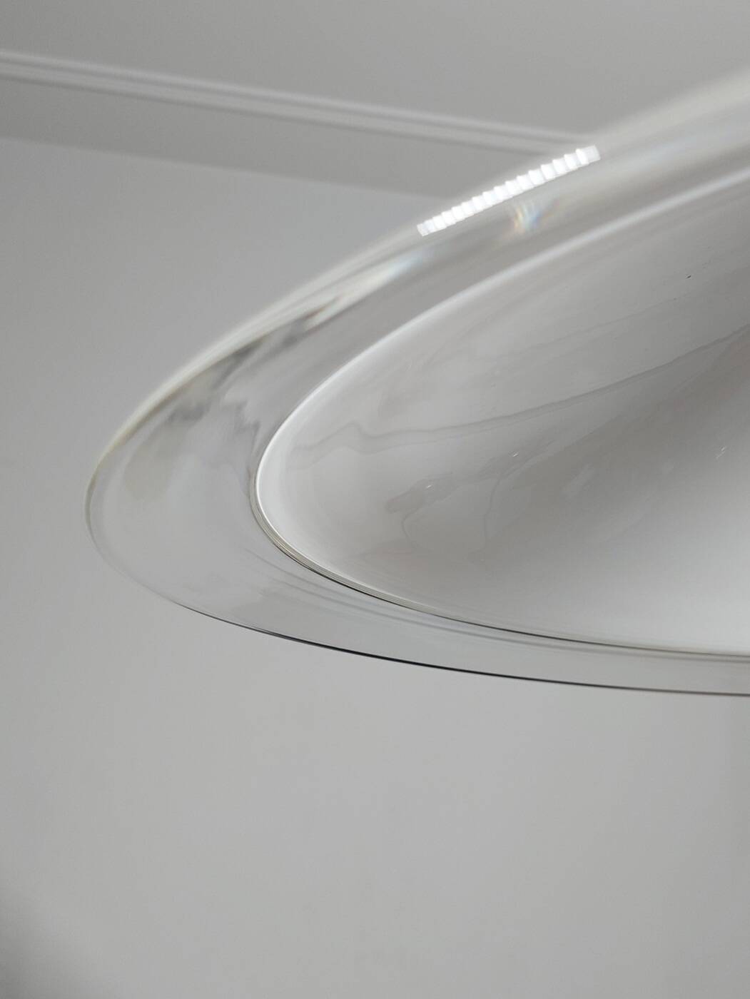 Large italian vintage hanging lamp made of glass by Leucos