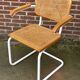 Chair Cesca model with armrests B64 in white metal and wood