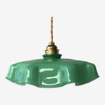 Suspension en opaline verte vintage