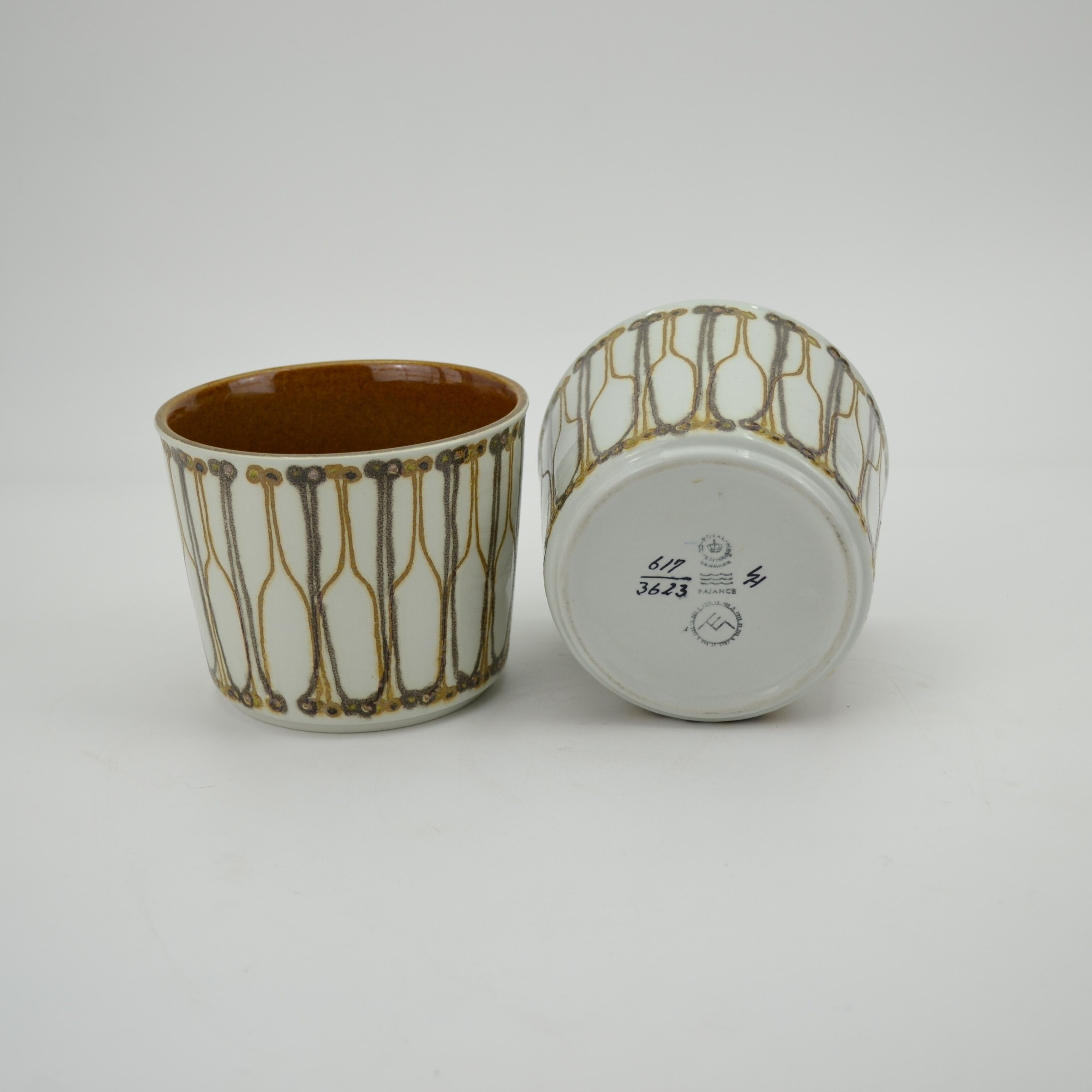 Pair of earthenware pot covers from Ellen Malmer's Baca series for Royal Copenhagen