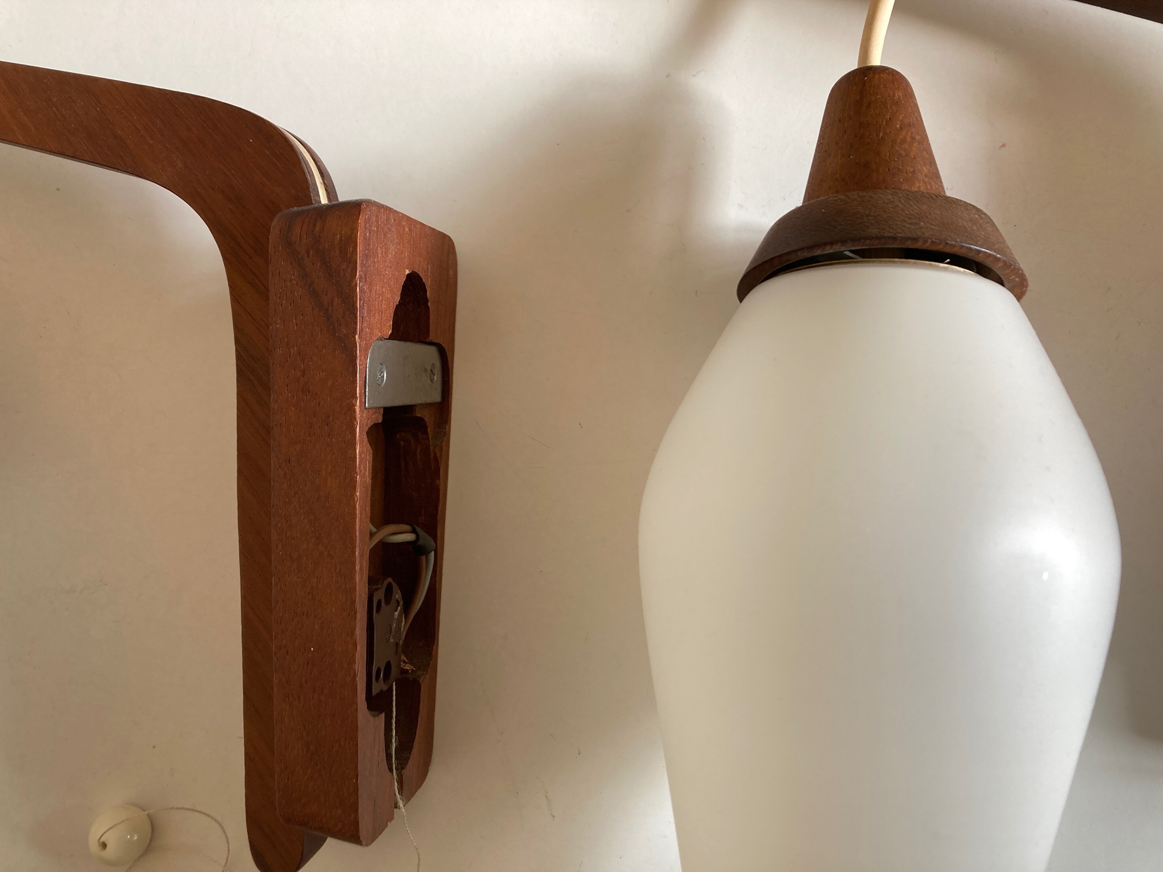 Pair of Scandinavian boomerang pendant lamps 1960