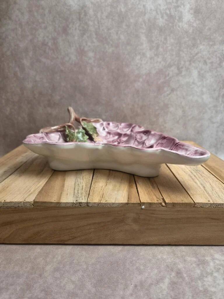 Vintage Italian barbotine grape plate – G.b.c. Made in Italy