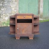 Art Deco wooden bedside table, vintage wooden furniture, side table