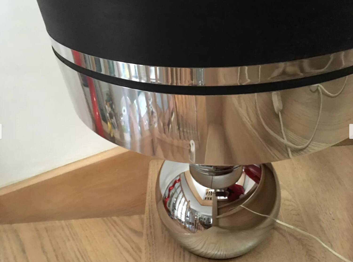 Space lamp, eglomisé glass, Italy, 1970.