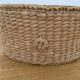 Small oval woven basket in natural blonde wicker — vintage, Czech Republic 1980s