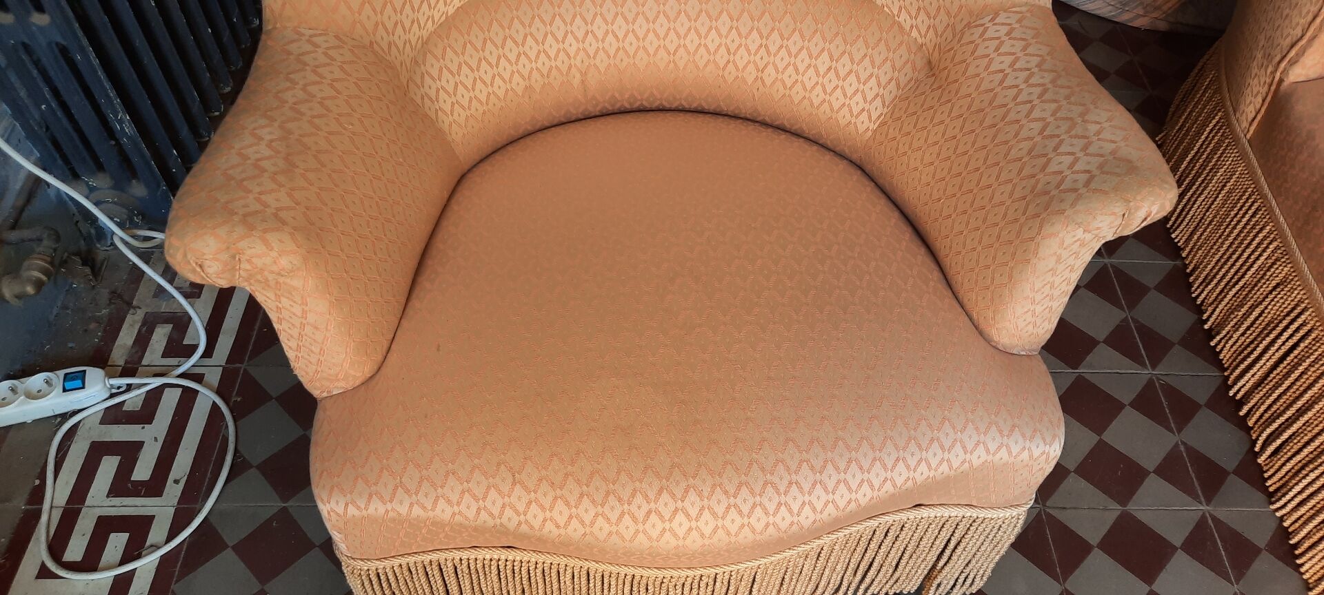 Méridienne et fauteuils crapaud