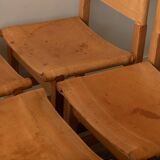Vintage Kotka Dining Chairs Tomas Jelinek IKEA, Pine Leather 1980s Set of 6