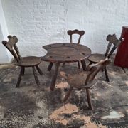 Brutalist hand-carved horse-shoe shaped gaming / coffee table, 1960s