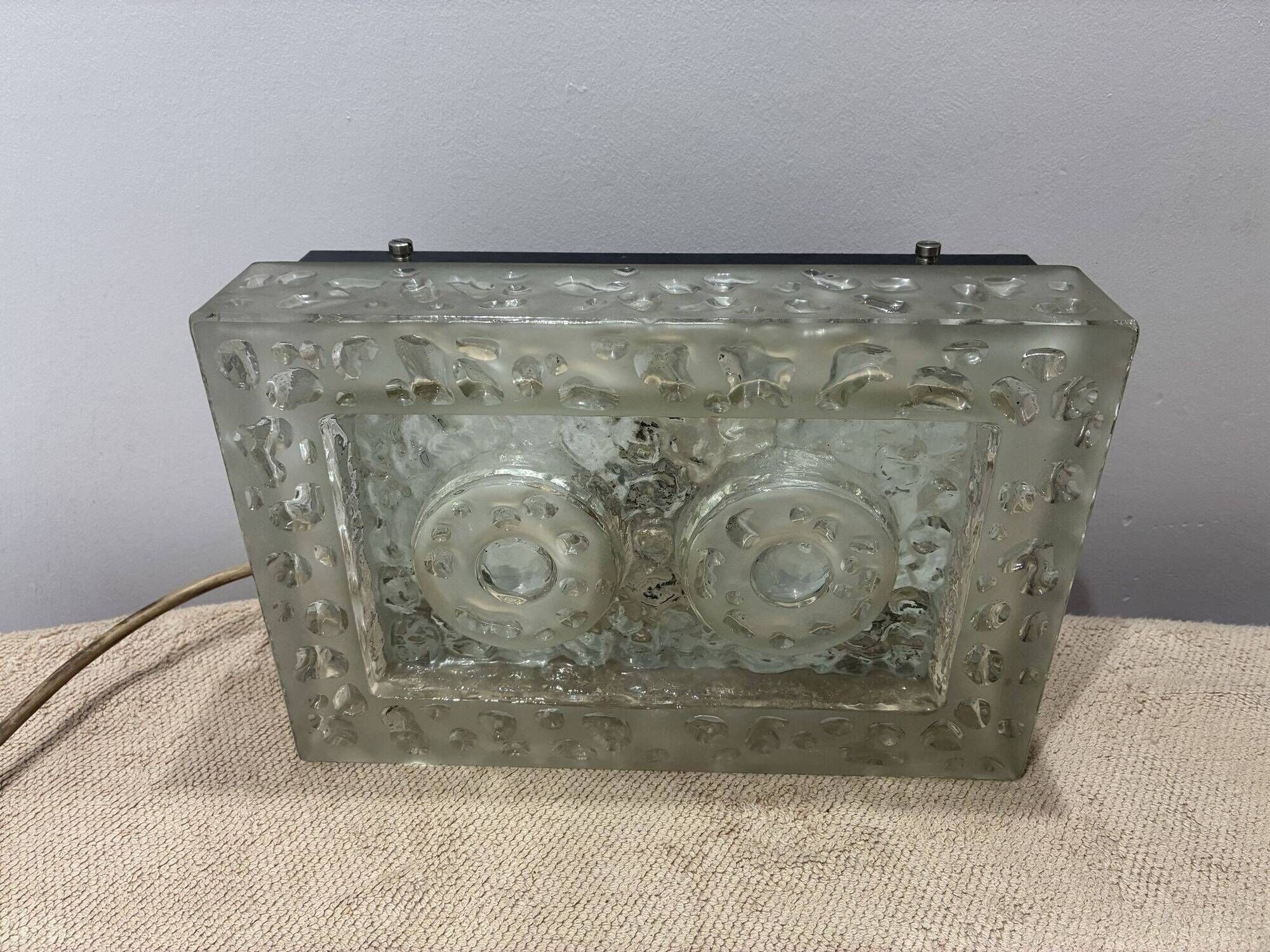 BEGA brutalist wall or ceiling light, pressed glass, 1960s-70s
