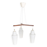 Scandinavian teak and opaline chandelier, Philips, 1960s