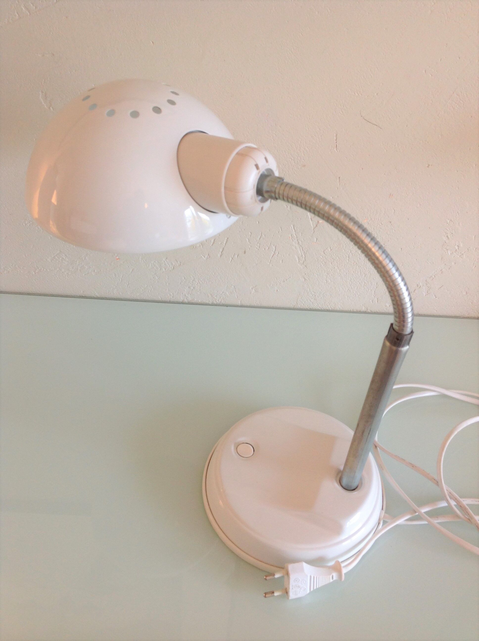 Lampe de bureau en métal blanc vintage années 70/80