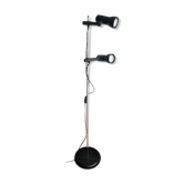 Mid century modern black metal floor lamp with 2 spot lights