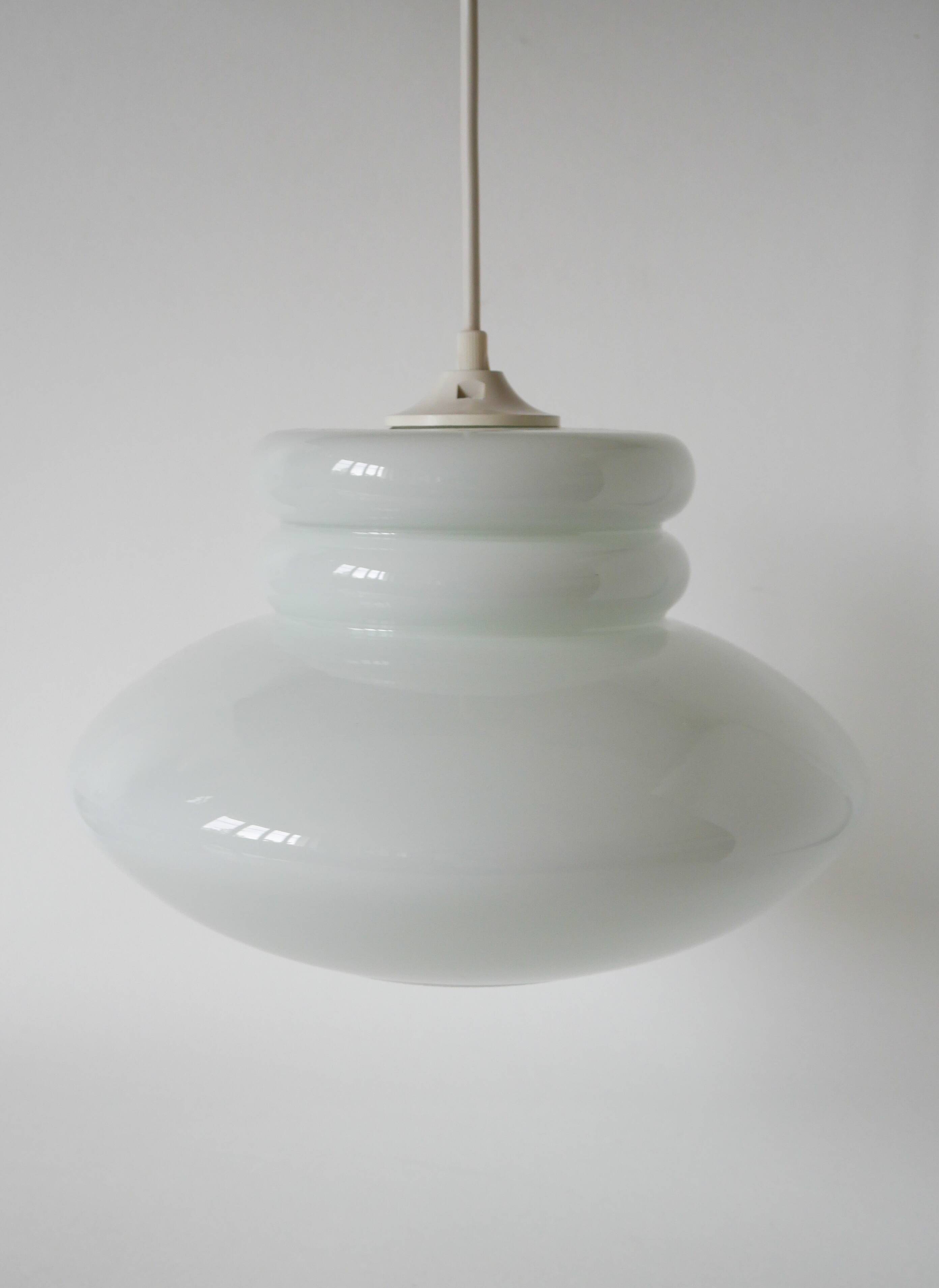 White opaline pendant light, Design, 1970