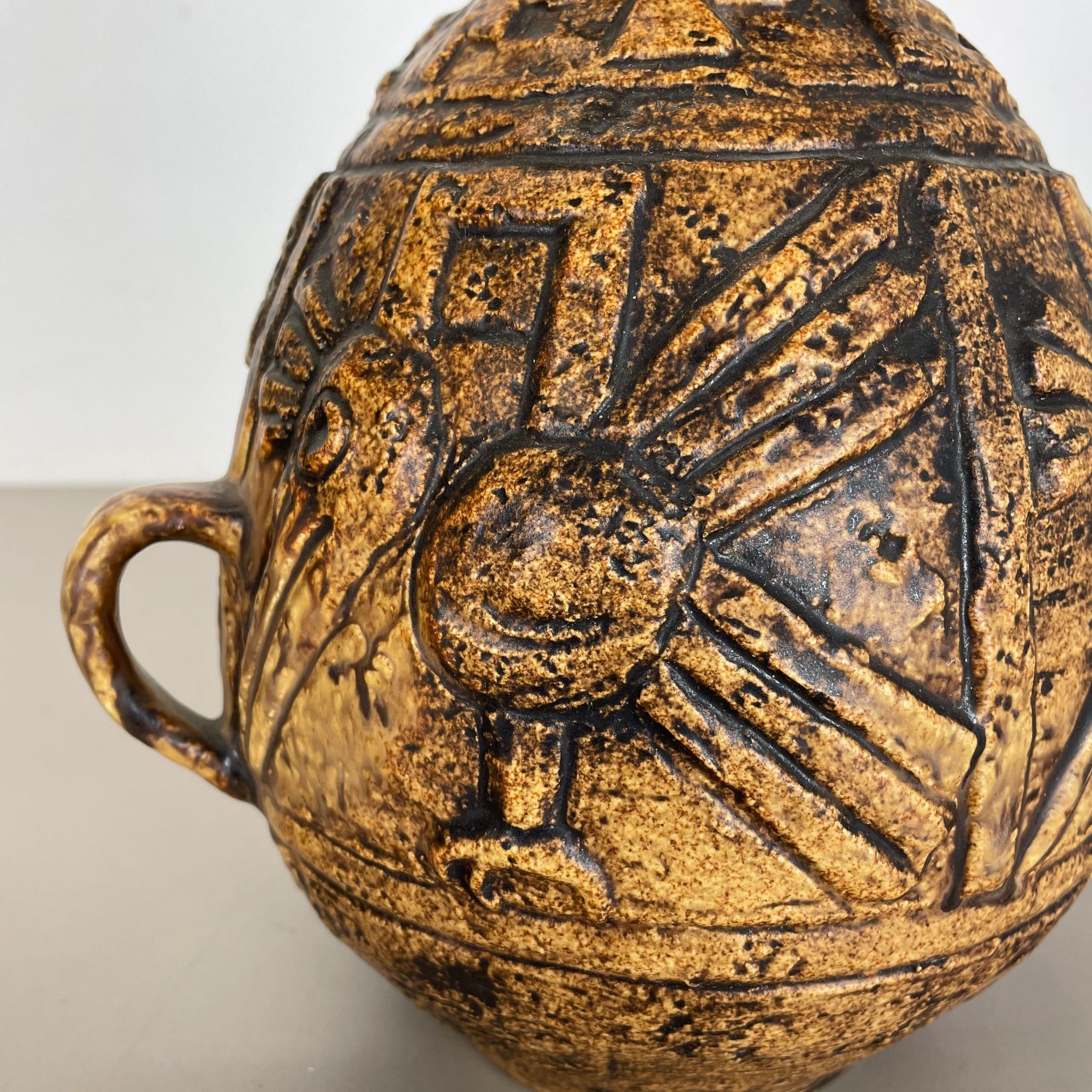 Fat lava pottery "maya tiki" vase by jasba ceramics, germany, 1970s