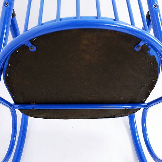Blue Lacquered Tubular Metal Rocking Chair - 1970s