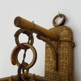 Rattan and cane lantern wall light. 1950s-1960s