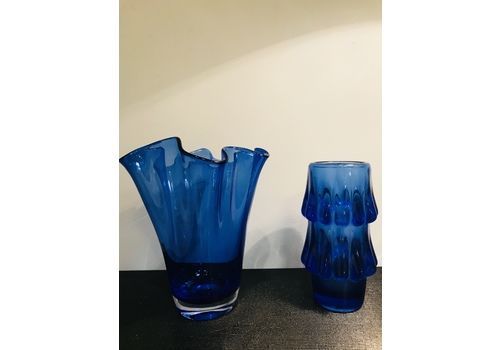 Blue Art Glass Vases By Jiri Brabec For Sklo Union Rosice   1970 S
