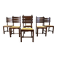 Vintage oak and wicker brutalist dining chairs, 1960s