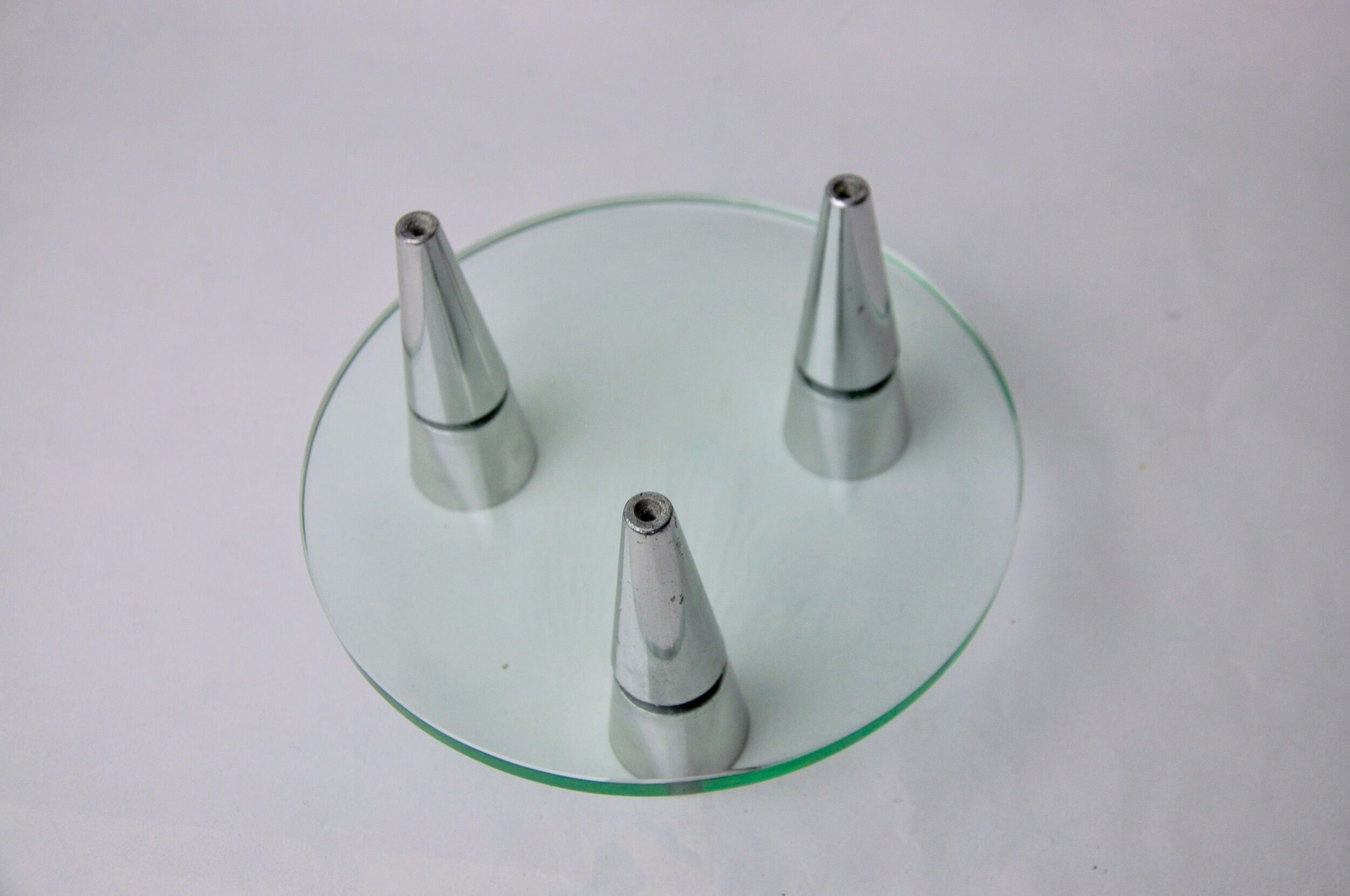 Glass circle candle holders, 3 flames, Denmark, 1970