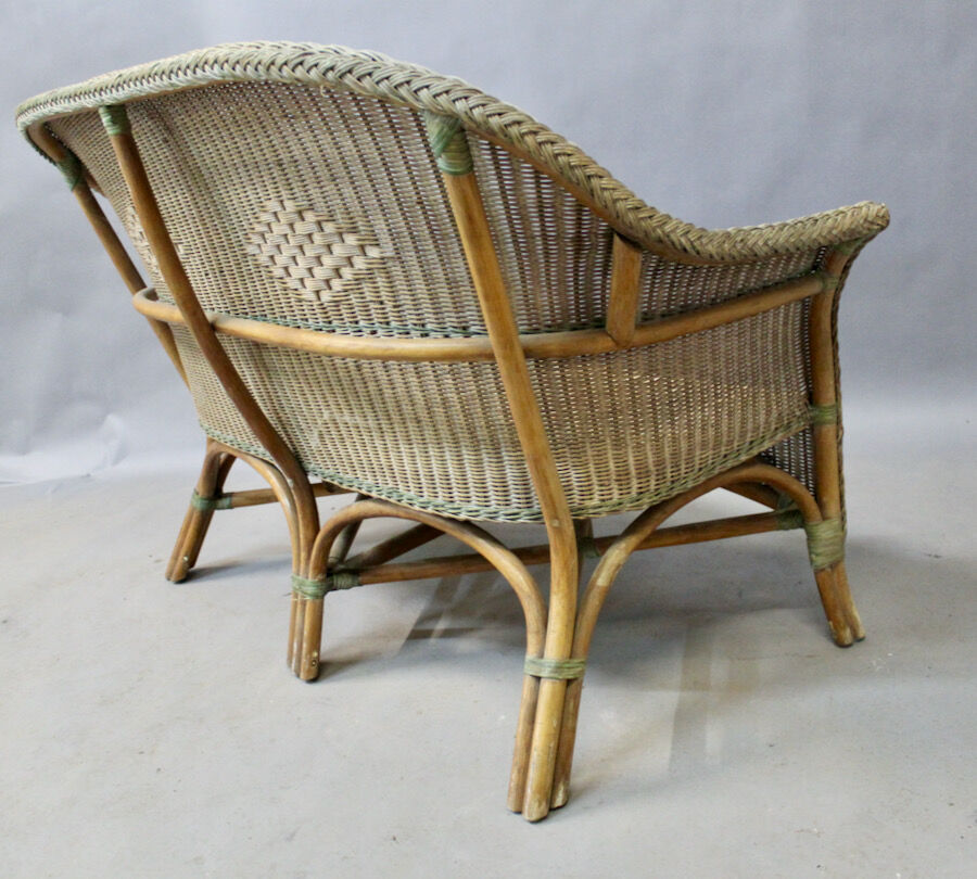 Rattan and wicker bench