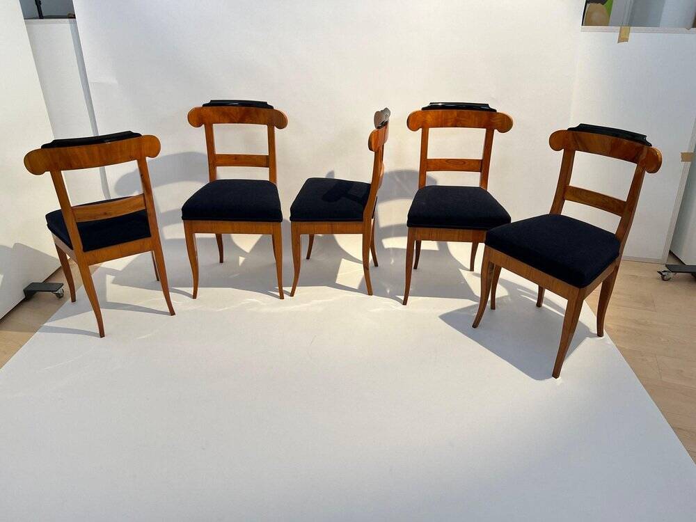Biedermeier Chairs in Cherry Wood, Germany, 1830s, Set of 5