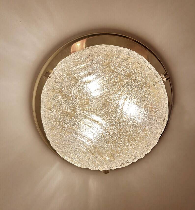 Vintage Murano Glass Flush Mount Light, 1970s