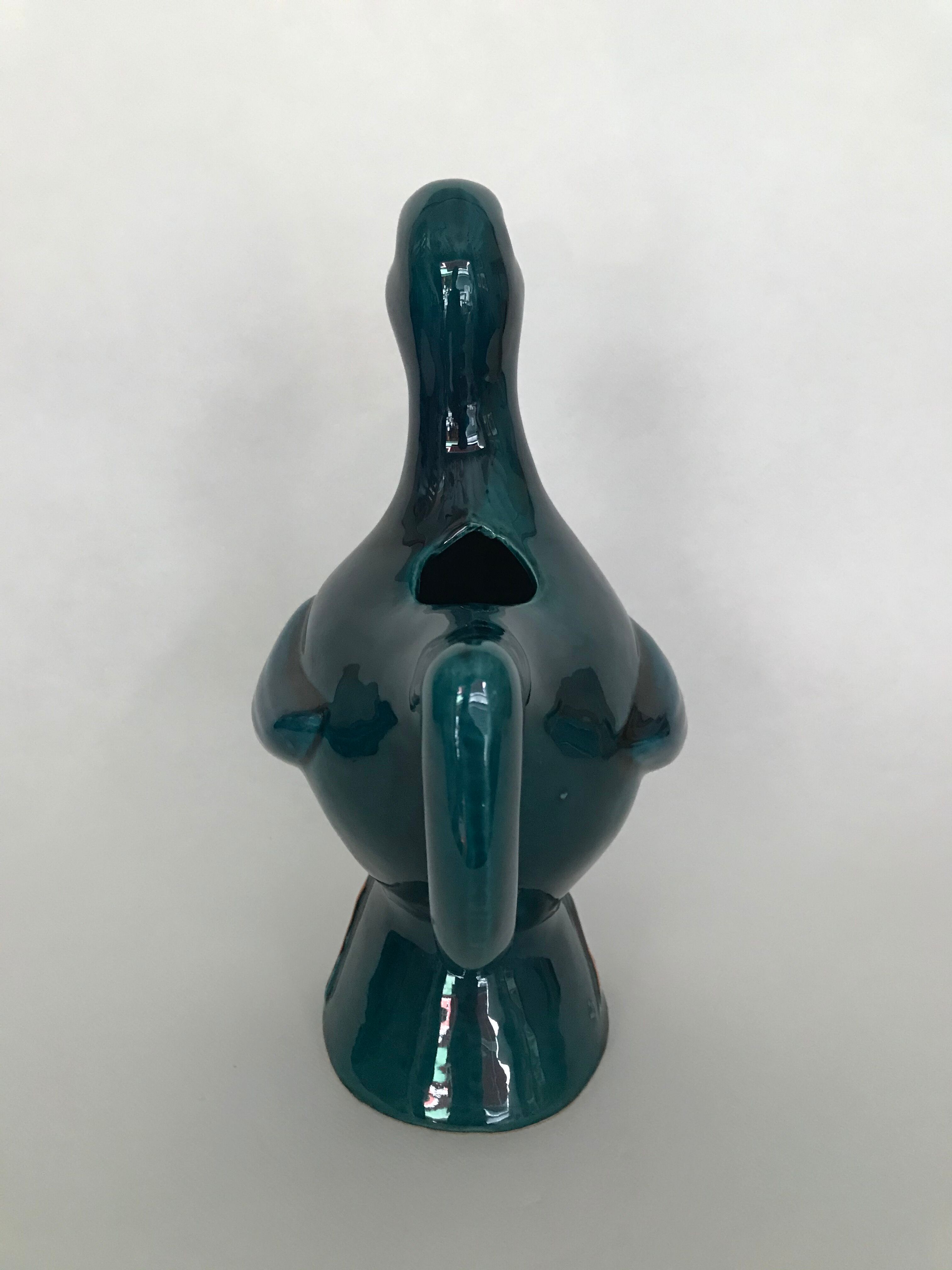 Blue duck pitcher in earthenware, Poet Laval circa 1960