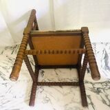 Chaise d'angle  vintage Art Déco en chêne  bobbin et tissus, circa 1930