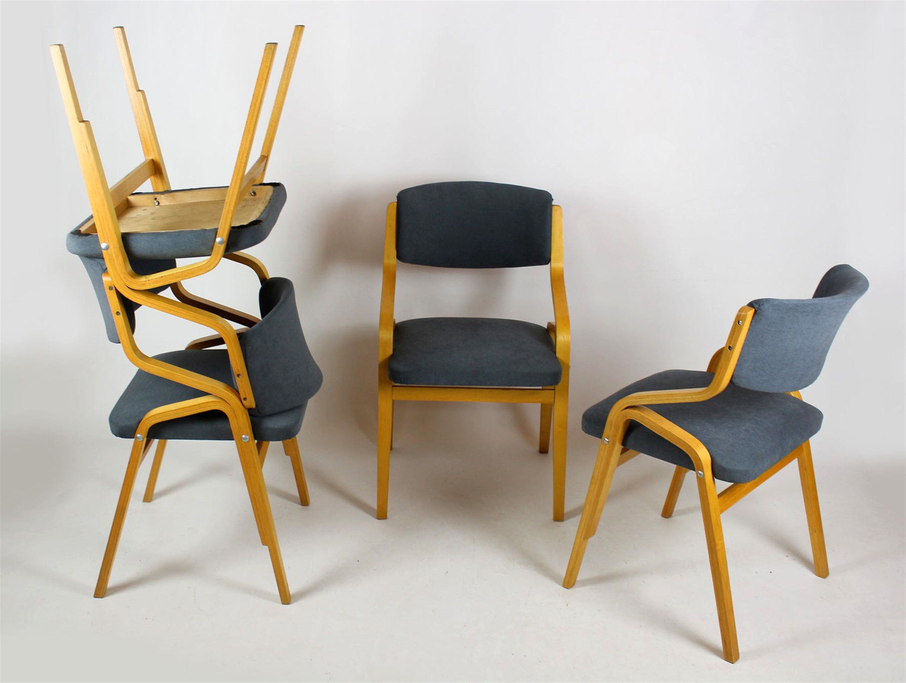 Czech Bent Plywood Chairs from Holesov, 1970s, Set of 4