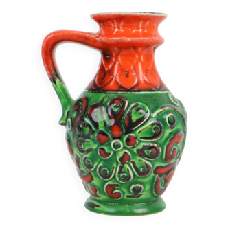 Vase à fleurs vert orange Allemagne de l’Ouest années 70 Scheurich 87-17